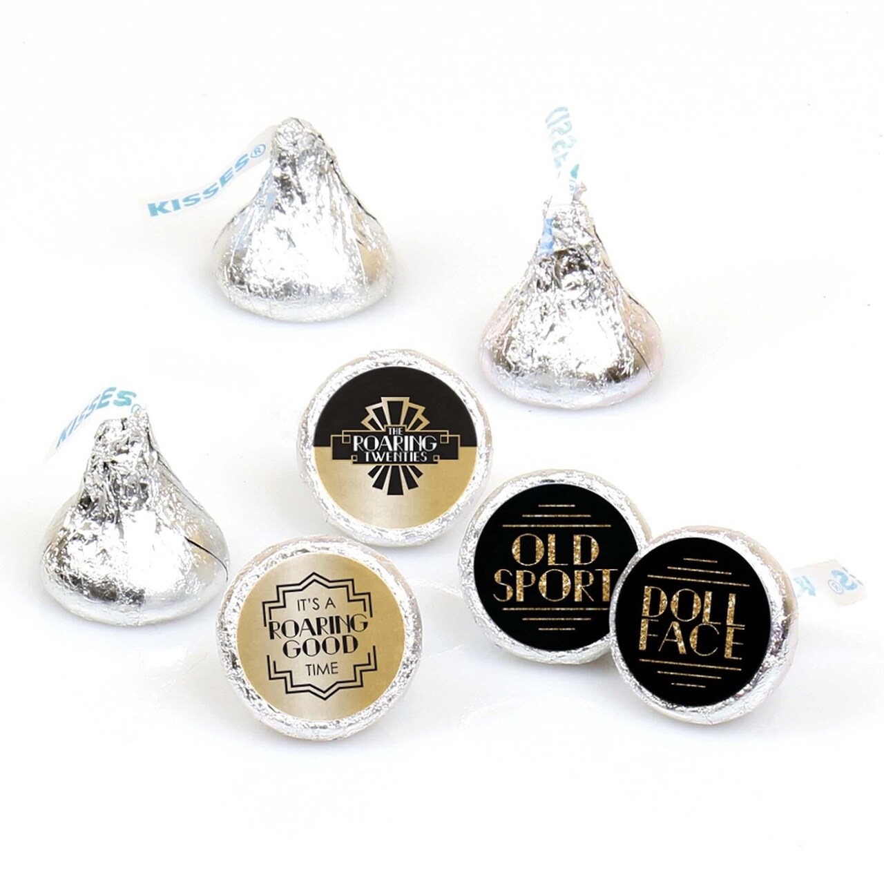 Big Dot of Happiness Roaring 20's - 1920s Art Deco Jazz Party Round Candy Sticker Favors - Labels Fits Chocolate Candy (1 sheet of 108)